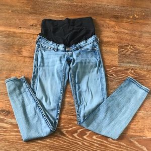 Faded wash skinny full panel maternity jeans